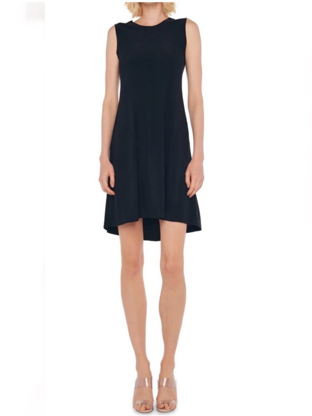 Norma Kamali black sleeveless swing dress